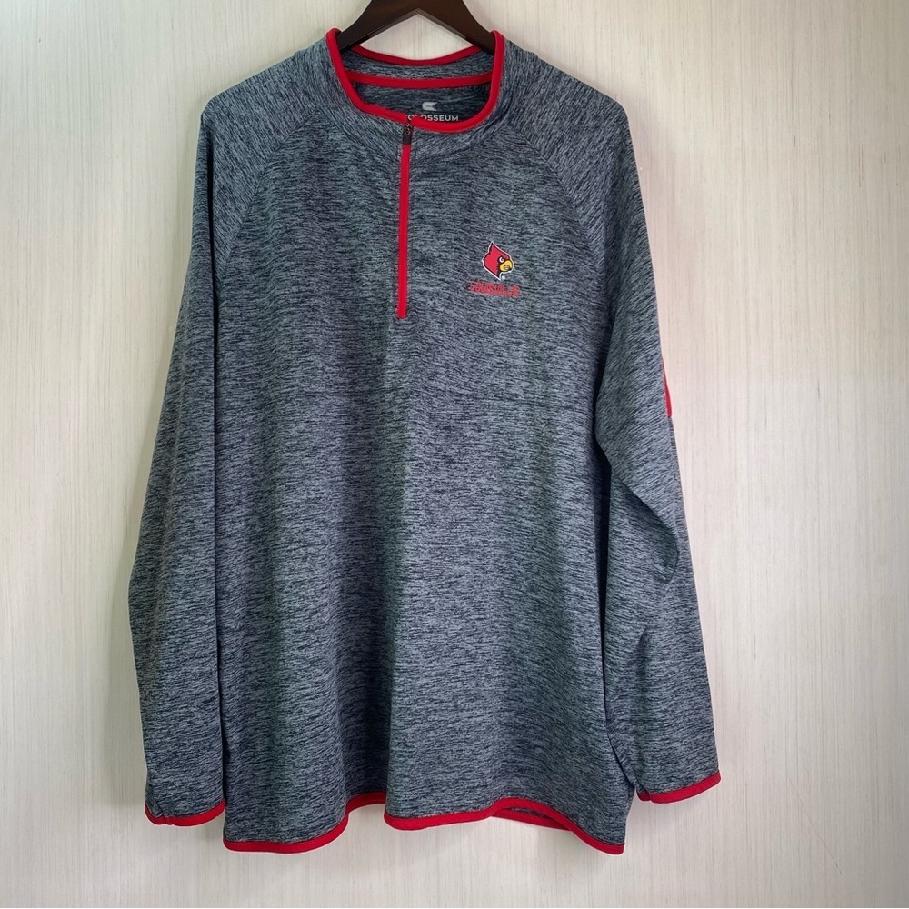 Colosseum Louisville Cardinals 1/4 Zip Pullover Activewear Men’s Gray XXL